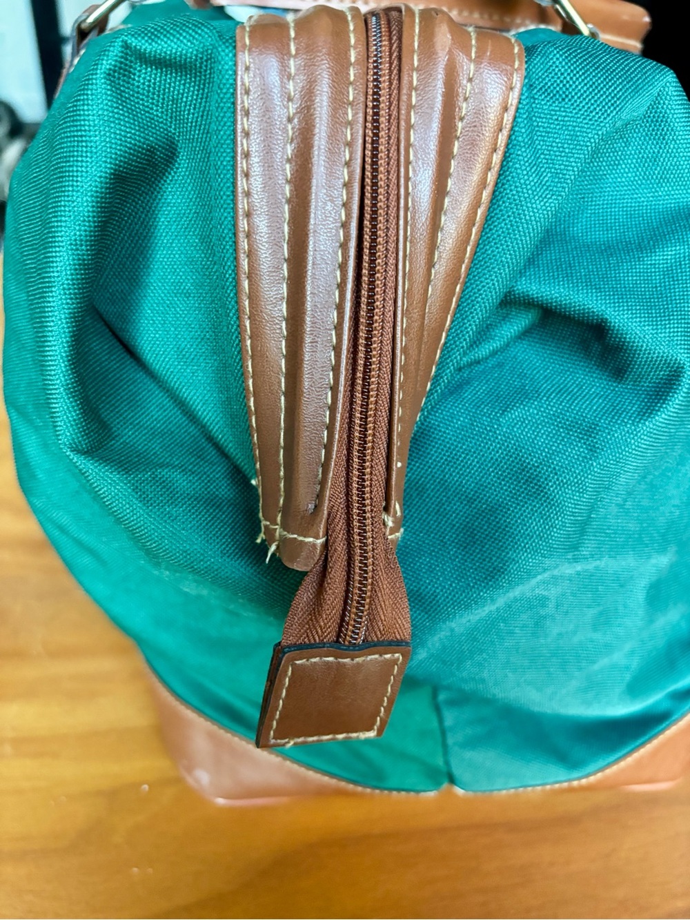 VTG iconic Polo Ralph Lauren Green Canvas Travel Tote with Brown Leather Trim - Picture 6 of 9